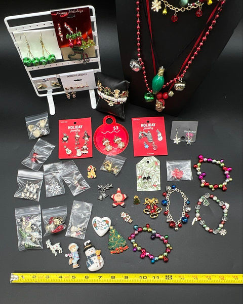 Claire's Paparazzi Holiday Costume Jewelry Lot of 45 Necklaces Earrings Pins