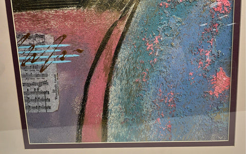 Lee Reynolds Vanguard Studios Abstract Mixed Media Painting 30x21 Signed Vintage