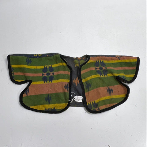 Vintage 50s Navajo Style Mini Shawl Green Geometric Trade Blanket Capelet 26x23