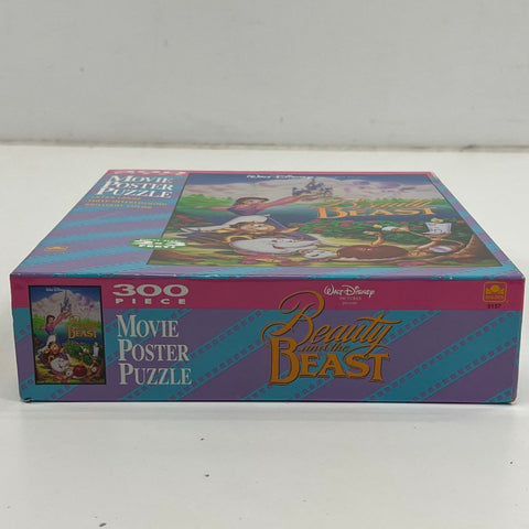 1991 Golden Disney Beauty and the Beast Movie Poster Puzzle 300pc Vintage Sealed