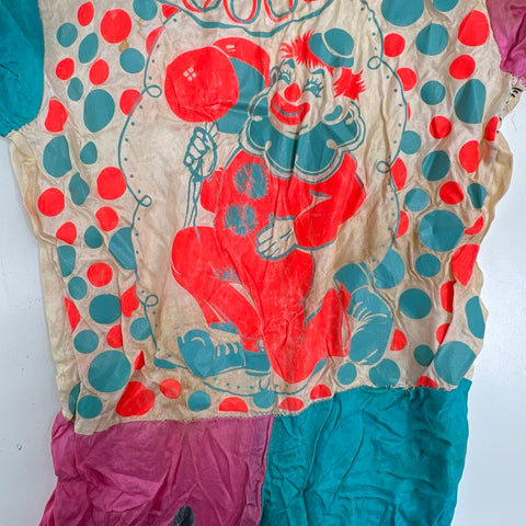 Vintage 1950s Childs Clown Costume Halloween Jumpsuit Graphic Print USA