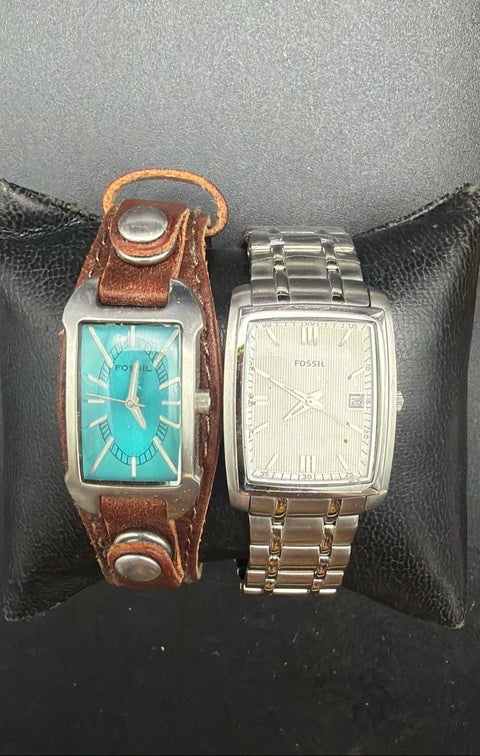Vintage Fossil Men's Watch Lot of 3 Chronograph Speedway Blue PR-5327 JR-9337