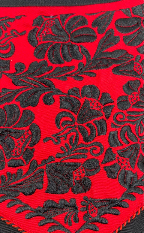 Scully Men's Western Shirt Black Red Floral Tooled Embroidered Snap XXL P-634