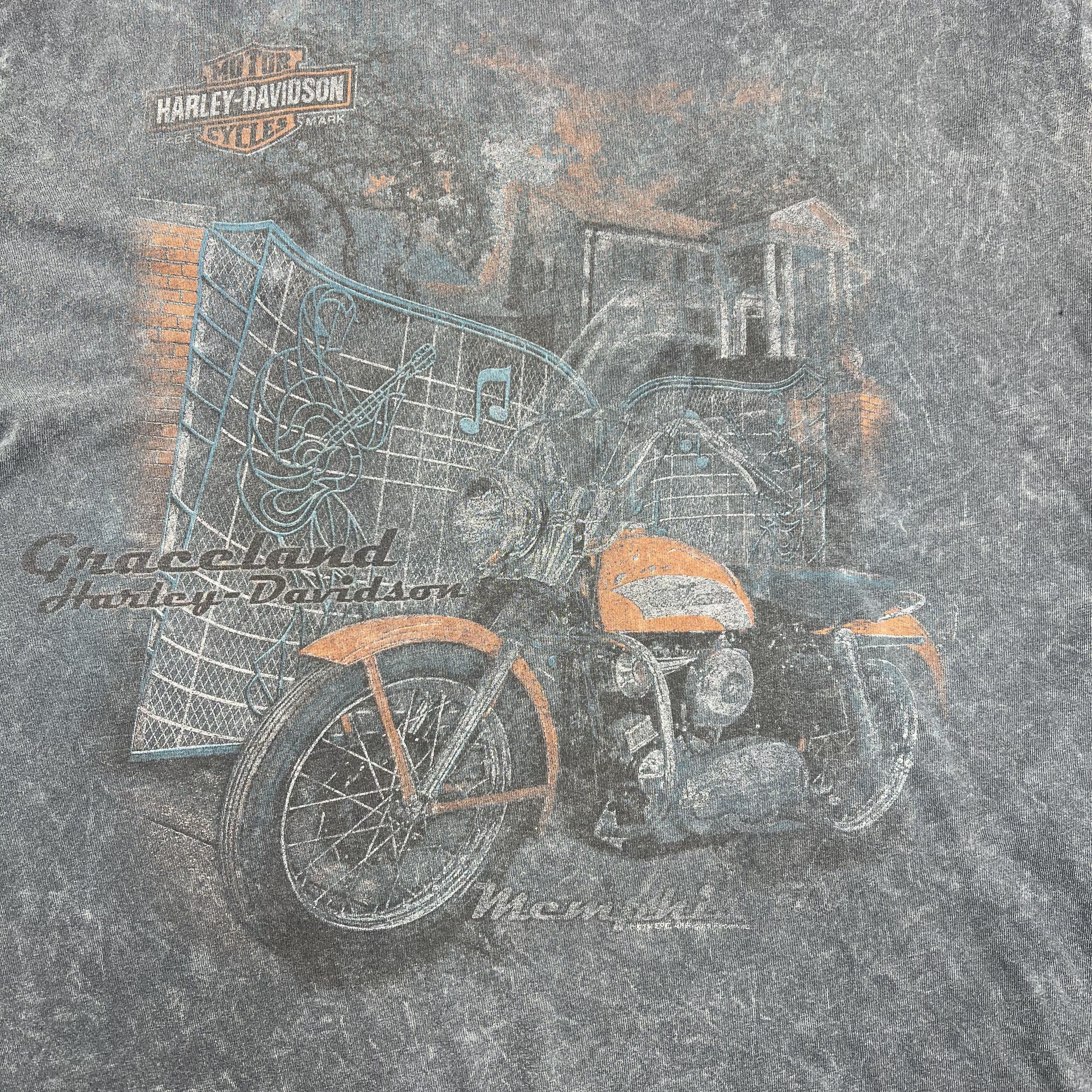 Vintage Y2K Harley-Davidson Graceland Memphis TN Acid Wash T-Shirt Sz M