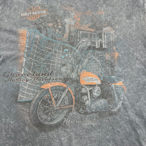 Vintage Y2K Harley-Davidson Graceland Memphis TN Acid Wash T-Shirt Sz M