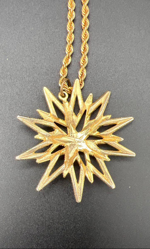 Vintage ALAN Gold Tone Articulated Owl Starburst Pendant Necklace Lot of 3