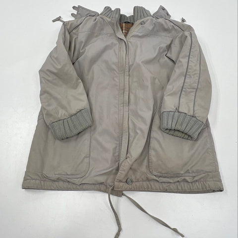 Vintage 80s Mod Maid Blanket Lined Hooded Parka Jacket Taupe Sz 16.5