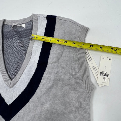 Anthropologie NWT Gray V-Neck Sweater Vest Ruffle Hem Dress Women's S