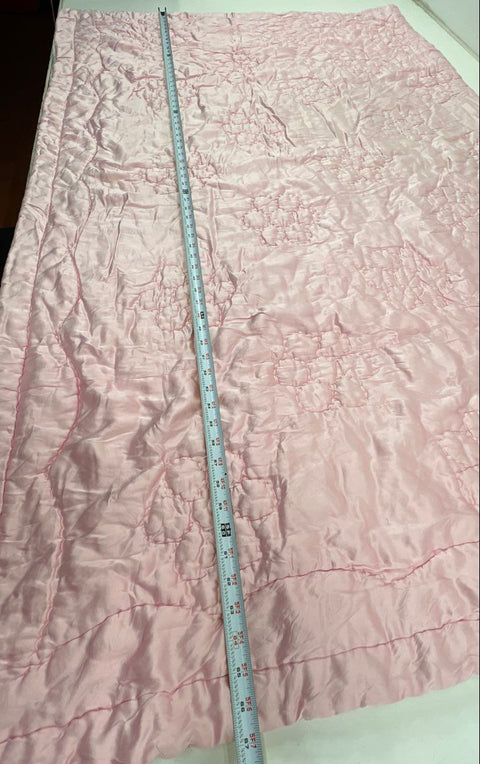 Pottery Barn Kids Pink Quilted Floral Bedspread Blue Pillow Sham Set Vintage