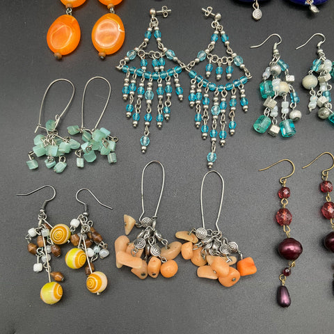 Boho Artisan Handcrafted Dangle Drop Earrings Costume Jewelry Lot of 15 Pairs