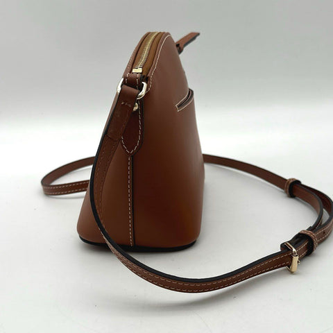 Dooney & Bourke Brown Leather Small Domed Crossbody Bag Gold Hardware