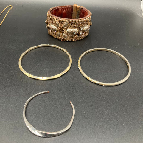 Statement Costume Jewelry Lot 8pc Necklaces Bracelets Mother of Pearl Leather