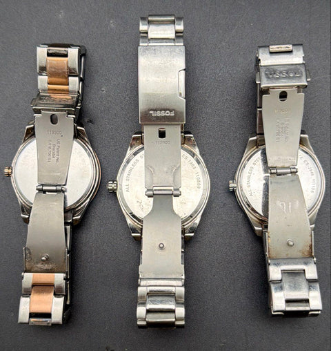 Lot of 3 Fossil Women's Watches ES-3030 ES-1963 ES-2946 Stainless Steel