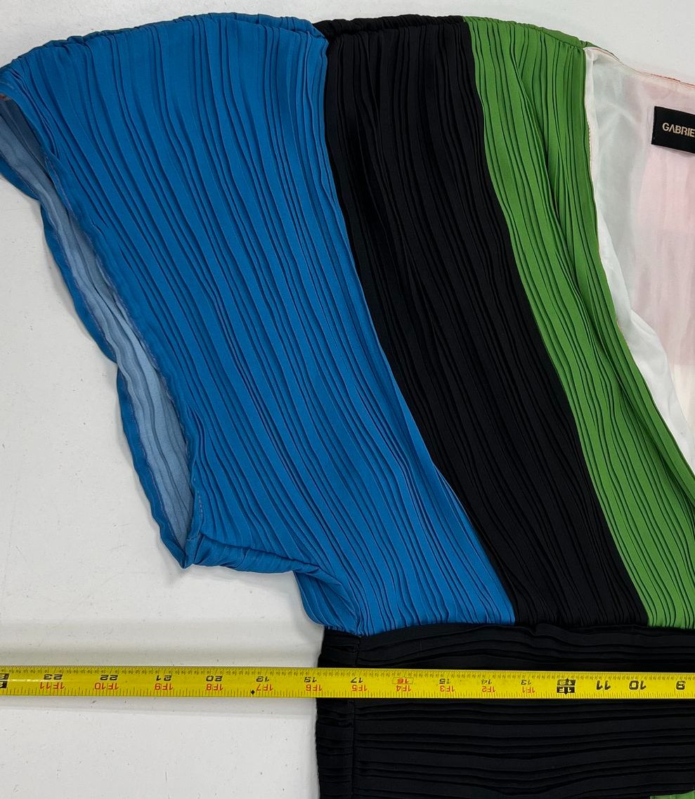 Gabrielle Union Multicolor Pleated Colorblock One Shoulder Dress Women's XL