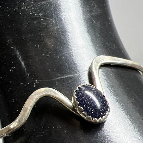 Sterling Silver Sparkling Purple Goldstone Bracelet 6g