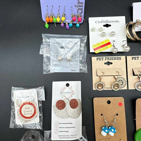 Fashion Earrings Lot of 38 Claire's Croft & Barrow Clay Handmade Studs