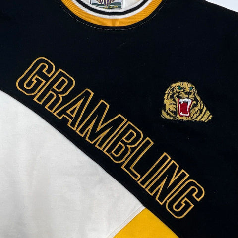 Vintage 90s Grambling State Tigers HBCU Colorblock Crewneck Sweatshirt Sz L