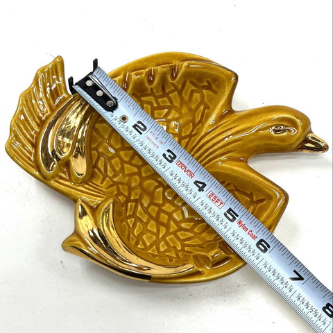 Maurice of California Bird Ashtray LW 910 Ceramic Gold Trim MCM Vintage