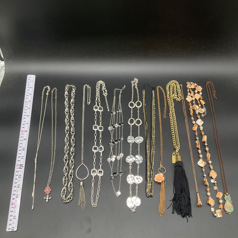 Marc Jacobs & Fashion Jewelry Lot 13 Necklaces Gold Silver Tone Vintage Tassels