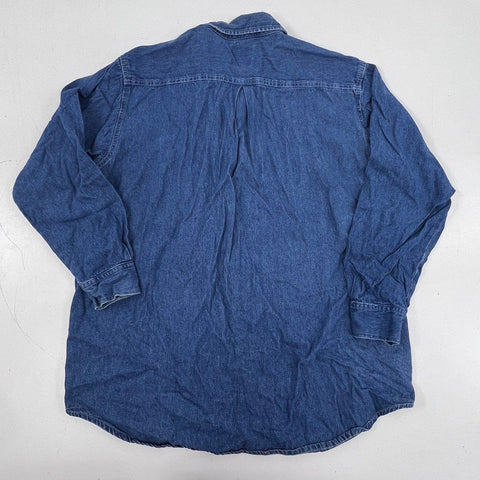 Vintage 90s Marlboro Country Store Denim Button Up Shirt Made USA Sz XL