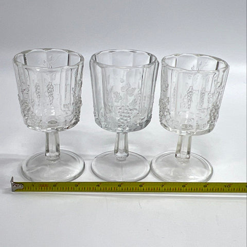 Paneled Grape Pattern 12 Piece Glass Set Pitcher Goblets Tumblers Vintage
