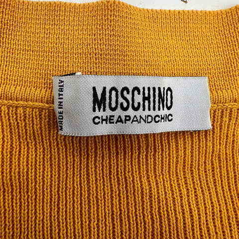 Vintage Y2K Moschino Cheap And Chic Yellow Ribbed Knit Peplum Top Women's