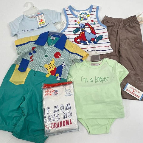 Vintage 80s 90s Baby Clothes Lot NWT NOS Infant Rompers Bodysuits Mixed Sizes