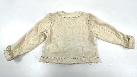 Vintage Pamela Dennis Private Client Women's Cream Wool Cropped Jacket Sz M