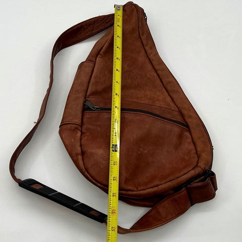 Ameribag Brown Leather Healthy Back Bag Sling Crossbody Backpack Small