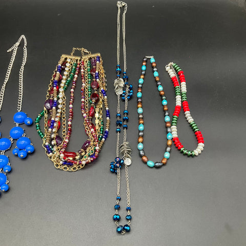 Vintage and Modern Jewelry Lot of 7 Necklaces Statement Beaded Multi-strand
