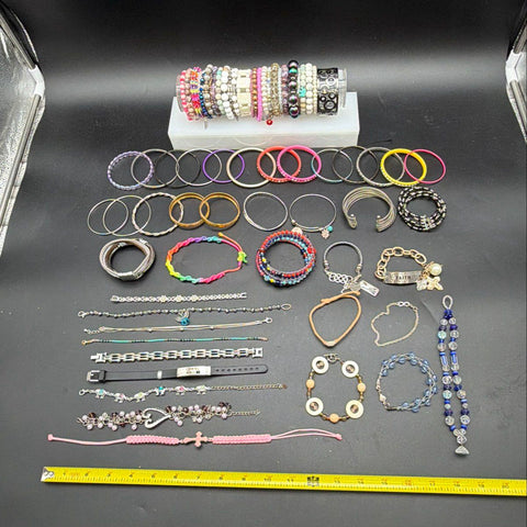 Vintage to Modern Costume Jewelry Bracelet Lot Bangles Beaded Charms