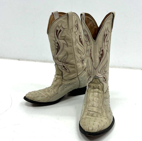 Jugo Boots Hornback Caiman Ostrich Quill Western Cowboy Boots Mens Size 9.5