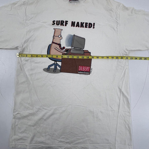 Vintage 90s Dilbert Surf Naked United Media Softwear Graphic T-Shirt Sz XL