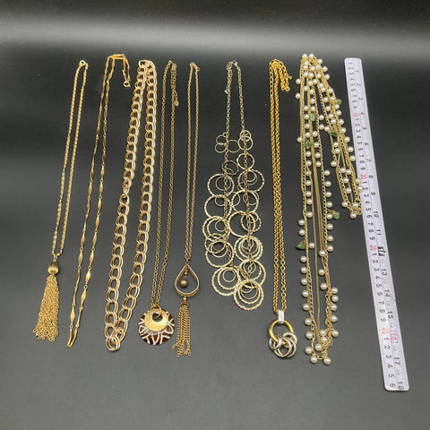 Coach & Baer SF Fashion Jewelry Necklaces Lot 8 Gold Silver Tone Tassel Pendants