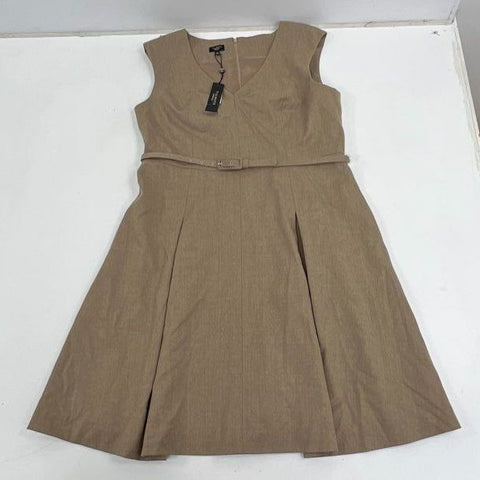 Talbots NWT Women's Tan Wool Blend Belted Pleated A-Line Dress Size 16P