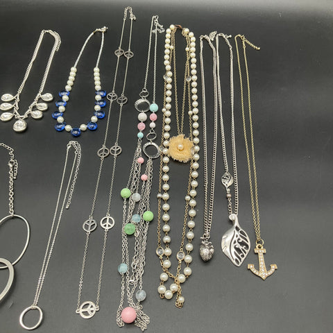 Fashion Jewelry Necklace Lot 10pc Faux Pearl Rhinestone Peace Anchor Pendants