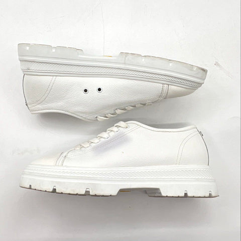Woolrich White Pebbled Leather Platform Sneakers VI-LITE Sole Size 8.5