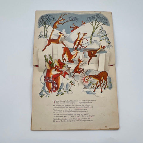 Vintage 1950 Rudolph The Red-Nosed Reindeer Pop-Up Book Robert L. May Maxton