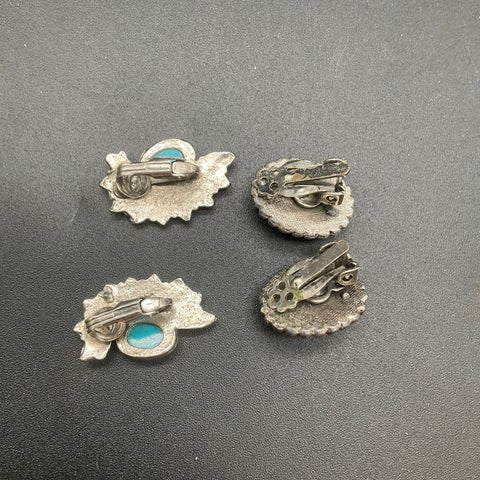 Vintage Silver Tone Faux Turquoise Southwestern Jewelry Lot of 7 Pieces