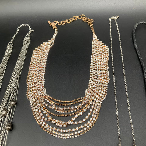 Statement Costume Jewelry Lot 7 Necklaces Vintage to Modern Bib Art Deco Beads