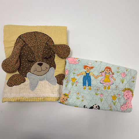 Vintage Childrens Quilted Blanket Lot Raggedy Ann Andy Puppy Applique Handmade