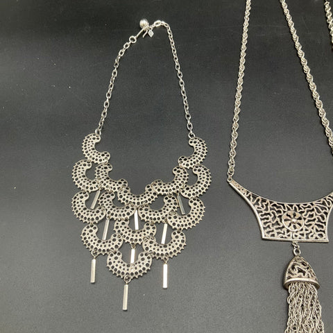 Vintage Sarah Coventry Silver Tone Statement Necklaces Jewelry Lot of 4