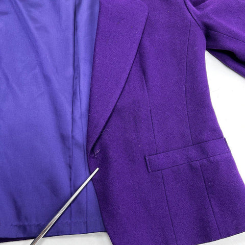 Vintage 90s Pendleton Purple 100% Virgin Wool Petite Blazer Jacket Sz 4