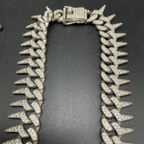 Mixed Fashion Costume Jewelry Lot 1.5 lbs 6 Necklaces Spiked Link Rhinestone