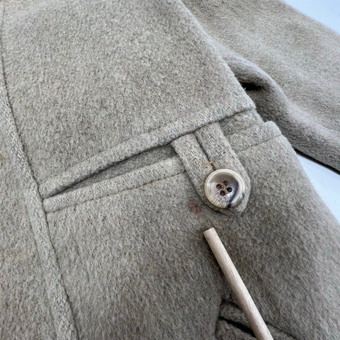 Vintage 70s Wool Blend Tan Car Coat Fully Lined Jacket Sz M