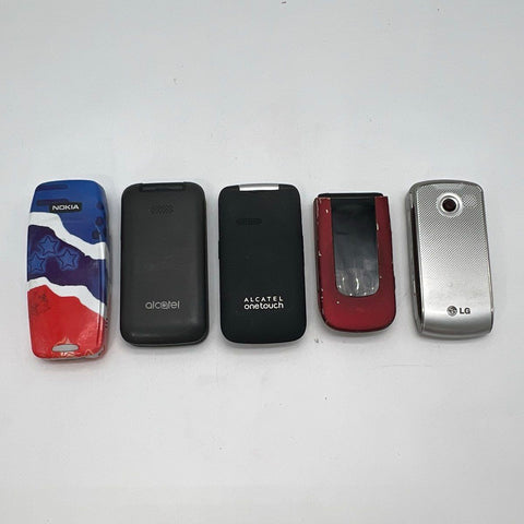 Vintage Nokia LG Alcatel Cellphone Lot 5 Pieces Flip Slider Untested As Is