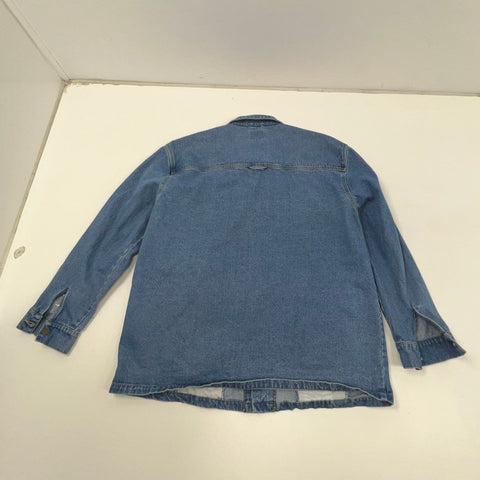 Vintage 90s Karl Kani Blue Embroidered Signature Denim Jean Jacket Men's XXL