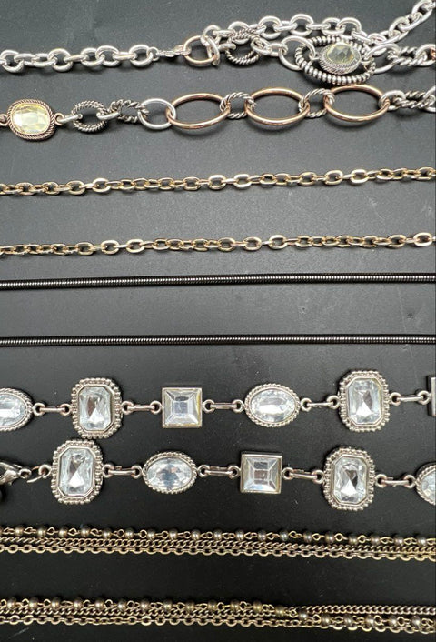 Vintage to Modern Mixed Costume Jewelry Lot 6 Pieces Chain Belts Rhinestones