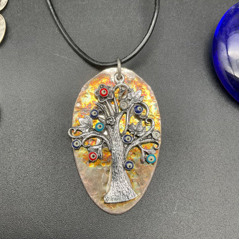 Boho Spiritual Costume Jewelry Lot 6pc Evil Eye Tree of Life Heart Necklaces