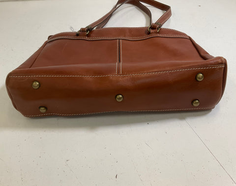 Patricia Nash Brown Leather Tote Shoulder Bag Brass Hardware